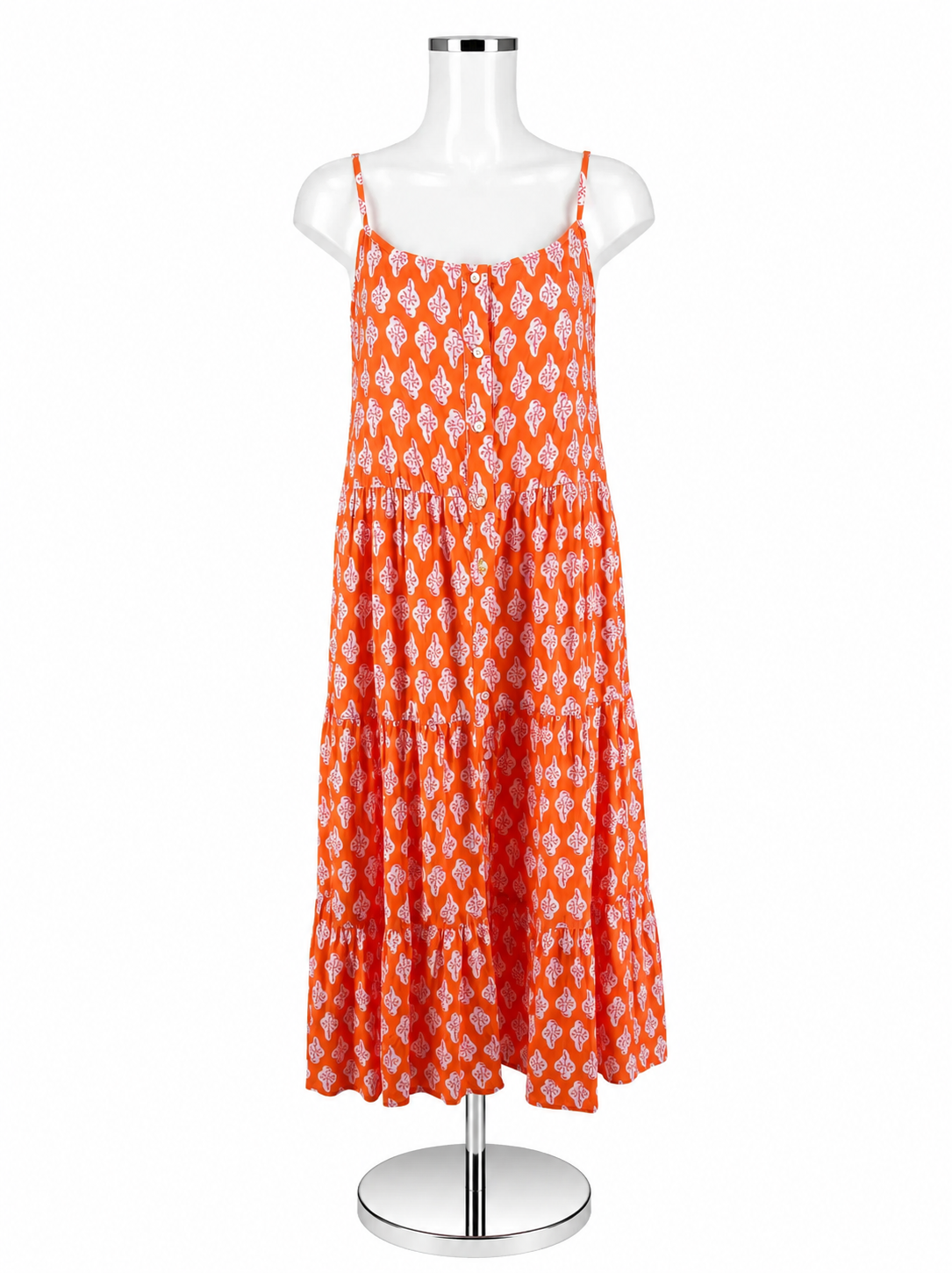 J.Crew NWT Tiered Button-Front Sundress Seaside Floral Orange Pink Size 14