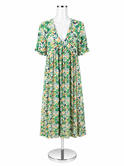 Anna Kay Floral V-Neck Midi Dress Womens Size Large