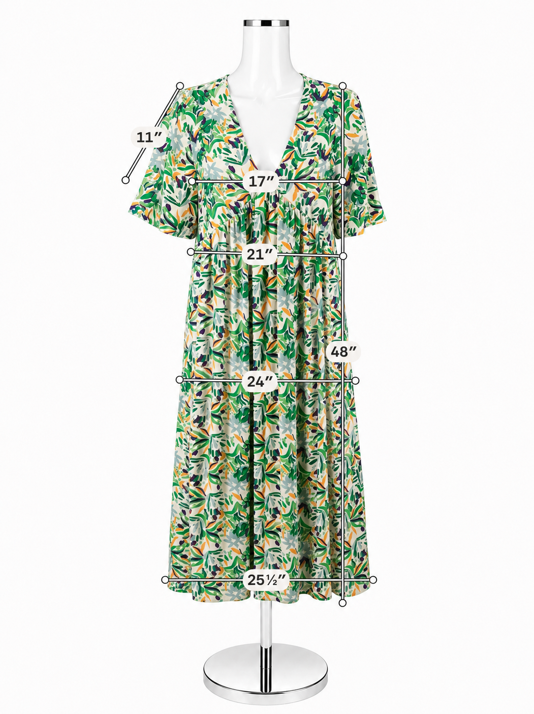 Anna Kay Floral V-Neck Midi Dress Womens Size Large