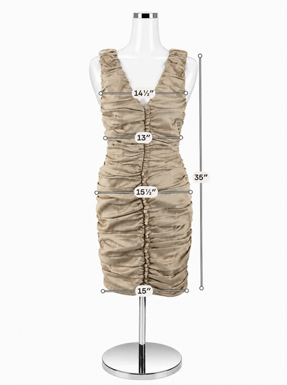Calvin Klein Beige Ruched V-Neck Bodycon Dress Size 6