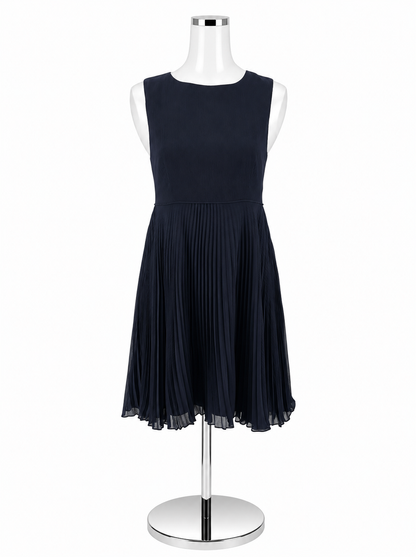 LIZ NOW by Liz Claiborne Vintage Navy Pleated Sleeveless Dress Size 6
