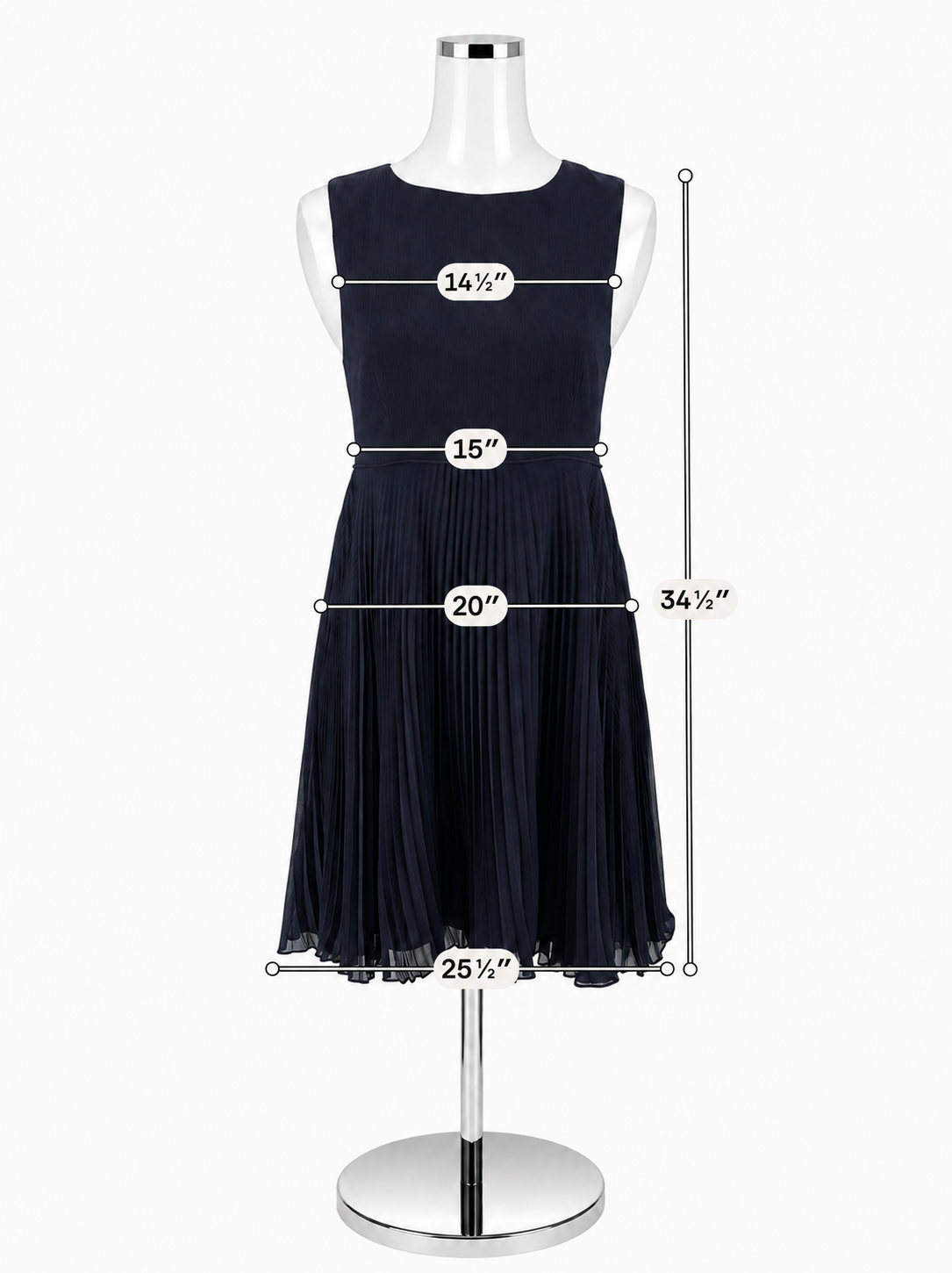 LIZ NOW by Liz Claiborne Vintage Navy Pleated Sleeveless Dress Size 6