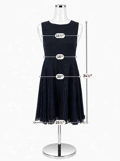 LIZ NOW by Liz Claiborne Vintage Navy Pleated Sleeveless Dress Size 6