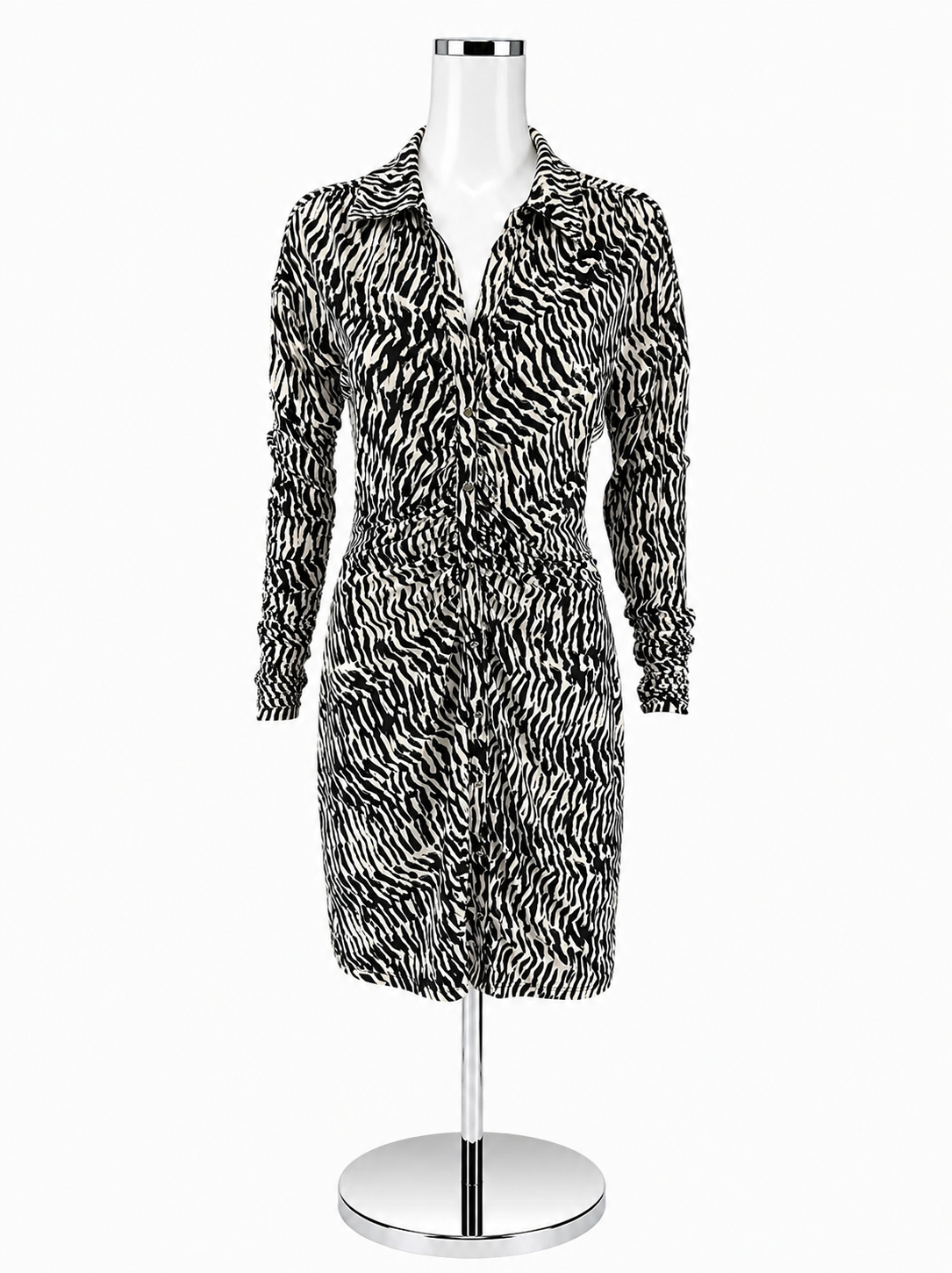 I·N·C International Concepts Zebra Print Ruched Shirt Dress Size Small