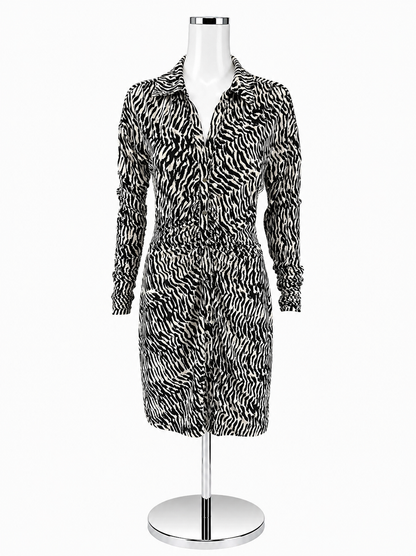 I·N·C International Concepts Zebra Print Ruched Shirt Dress Size Small
