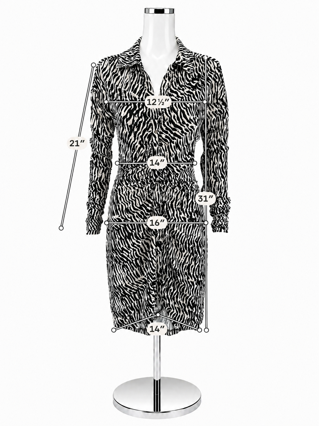 I·N·C International Concepts Zebra Print Ruched Shirt Dress Size Small