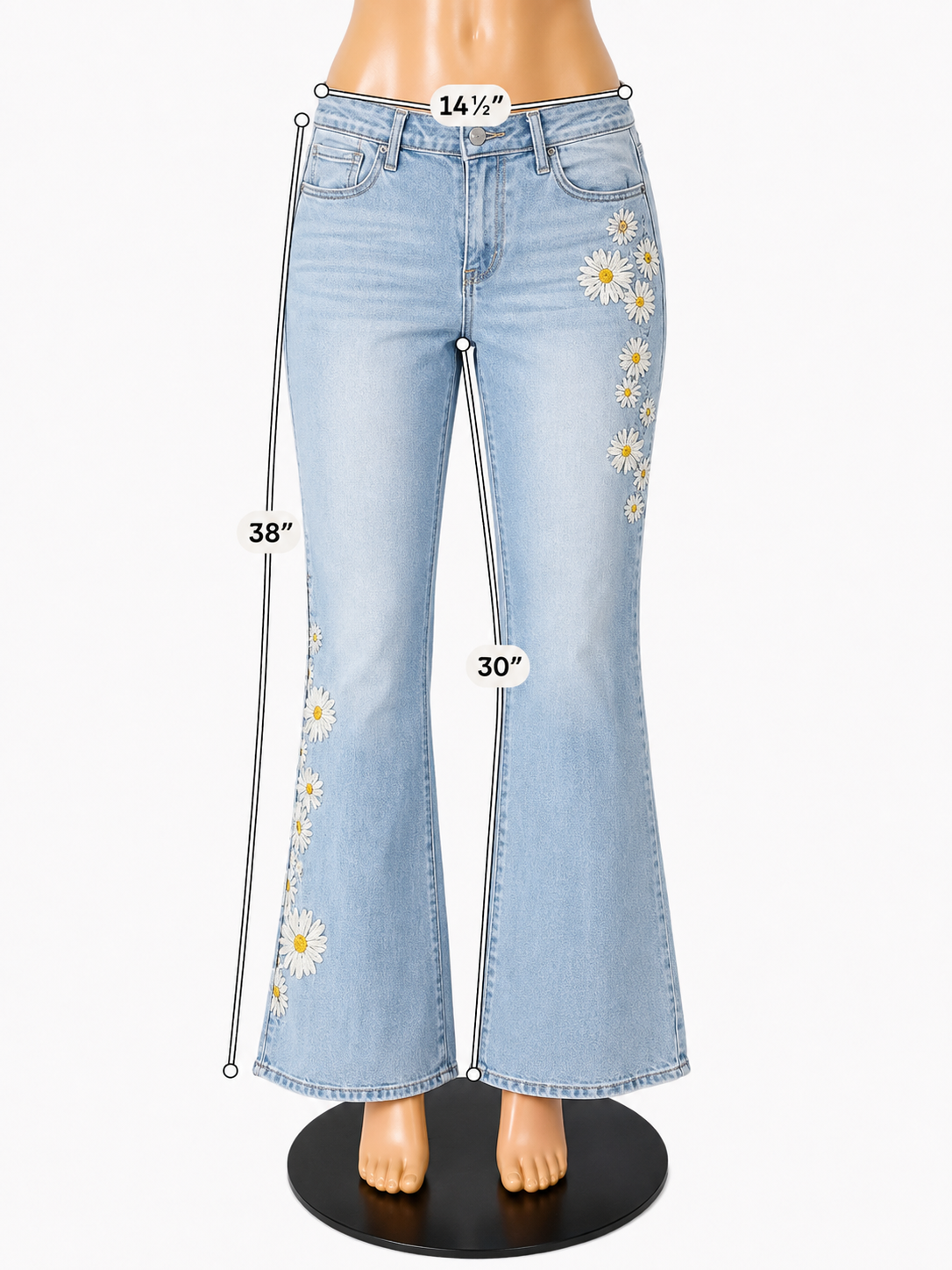 Driftwood Jackie Daisy Embroidered Flare Jeans NWT Size 12 / 27W