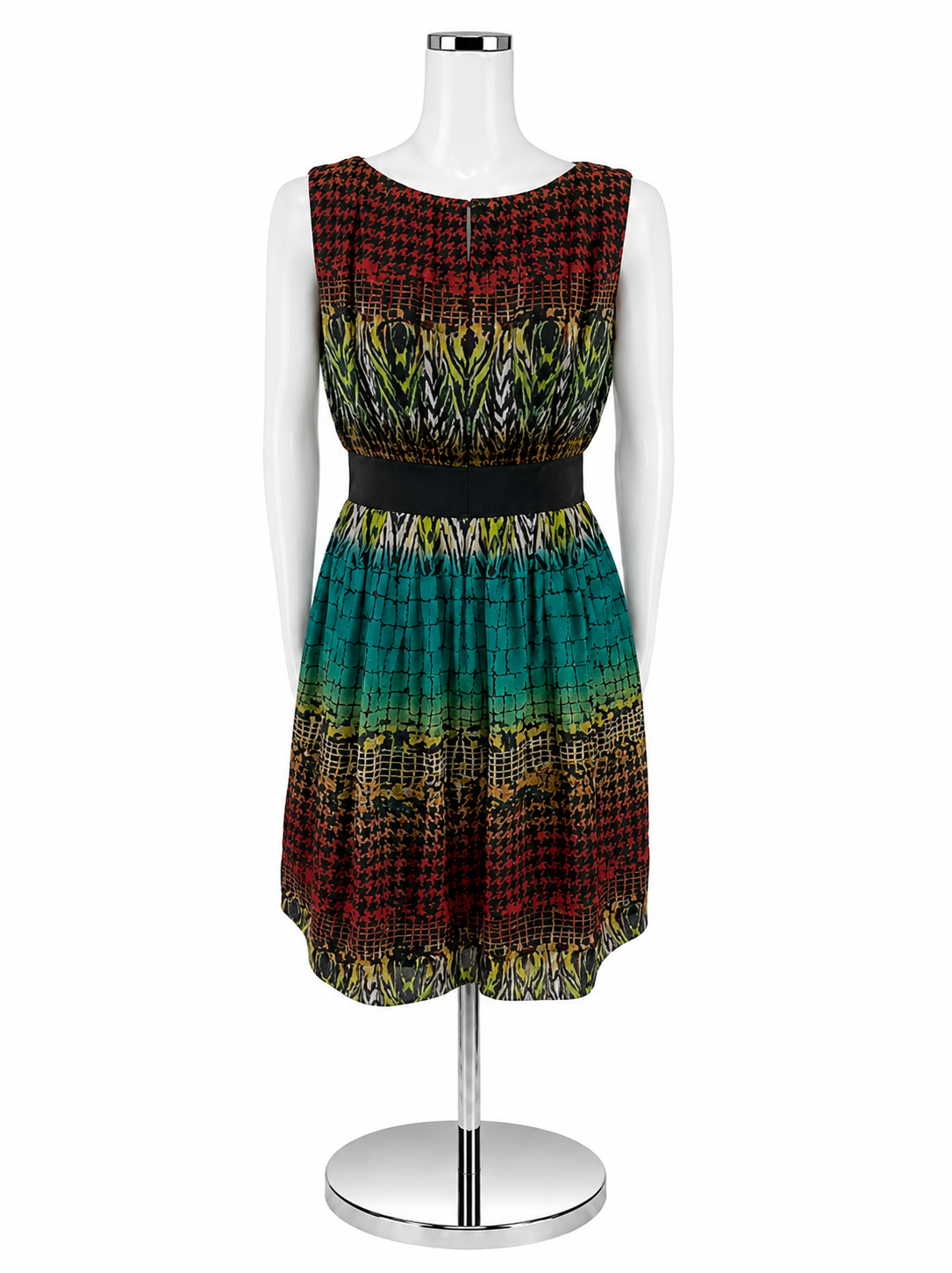 Max &amp;amp; Cleo Ombré Animal Print Sleeveless Dress Size 10 Brown Black Teal