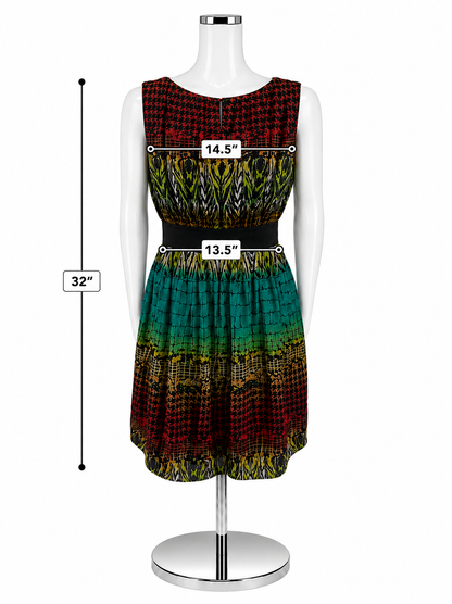 Max &amp;amp; Cleo Ombré Animal Print Sleeveless Dress Size 10 Brown Black Teal