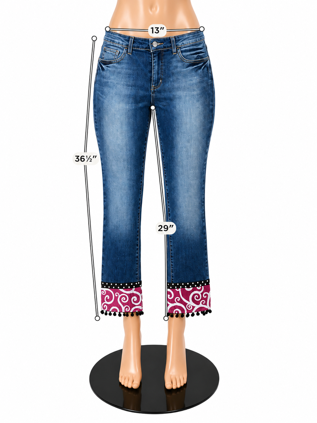 Gap Jeans Womens 10 Regular Boot Cut Upcycled Custom Cuff Y2K Pink Swirl Pre-Owned