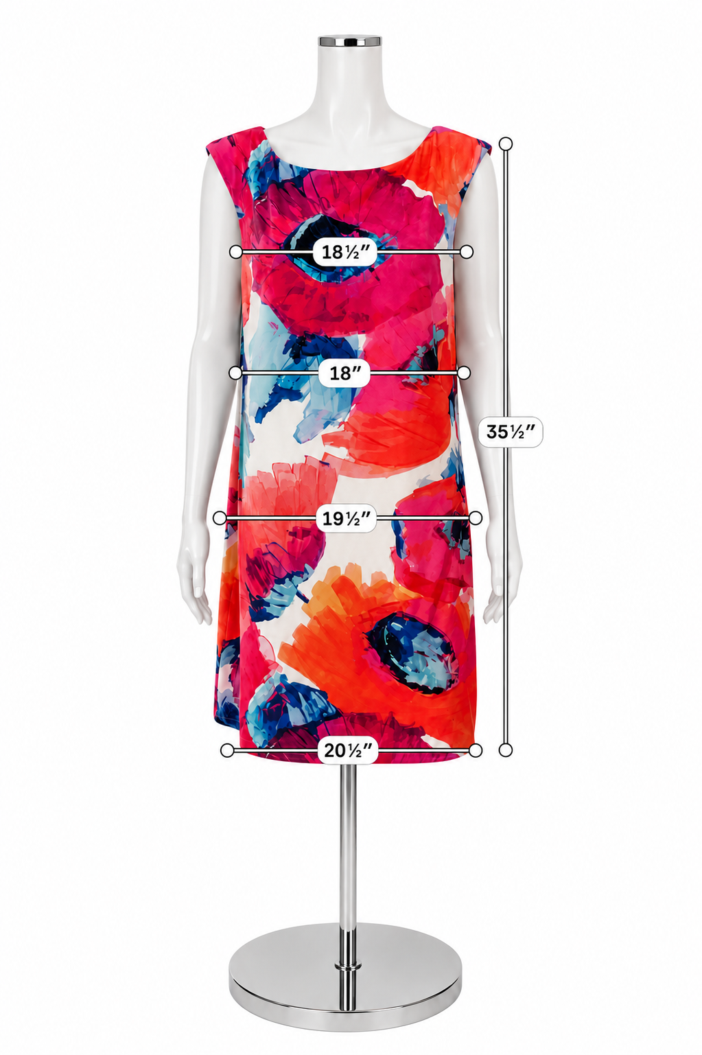 Trina Turk White, Orange &amp; Blue Floral Dress – Women’s Size 12 - ONLINE ONLY