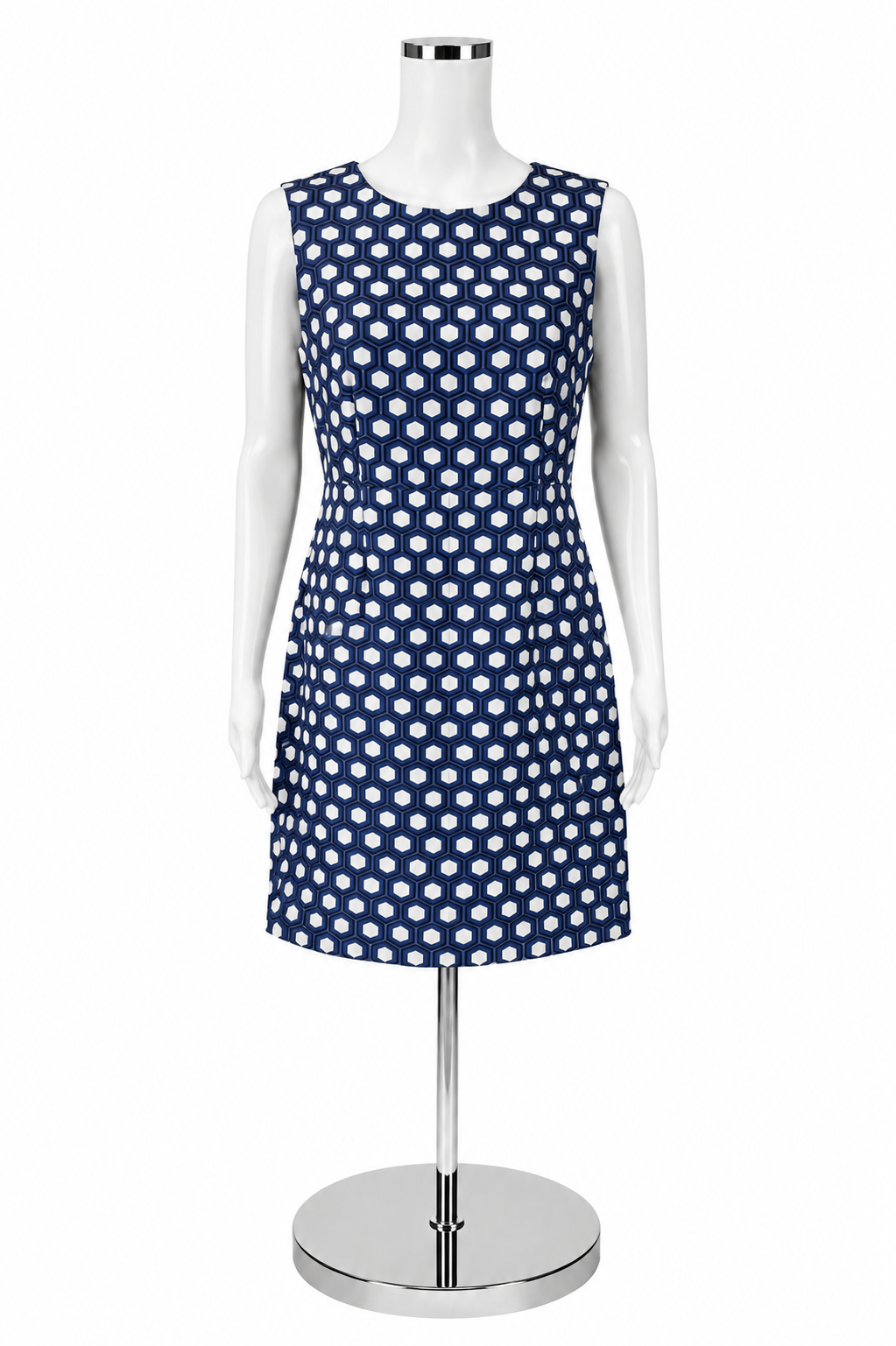 Diane von Furstenberg Blue &amp; White Octagon Print Dress – Women’s Size 8 - ONLINE ONLY