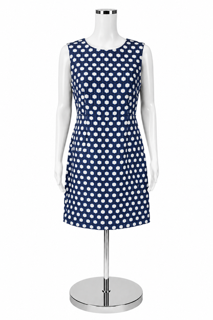 Diane von Furstenberg Blue &amp; White Octagon Print Dress – Women’s Size 8 - ONLINE ONLY
