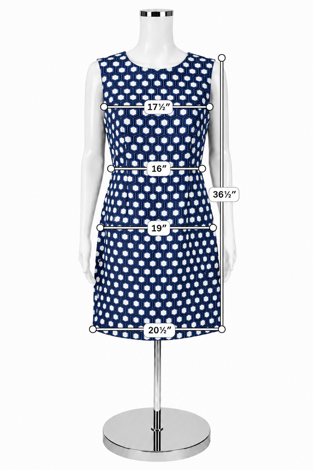Diane von Furstenberg Blue &amp; White Octagon Print Dress – Women’s Size 8 - ONLINE ONLY
