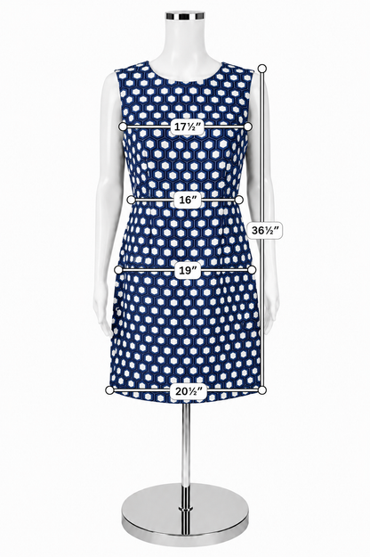 Diane von Furstenberg Blue &amp; White Octagon Print Dress – Women’s Size 8 - ONLINE ONLY