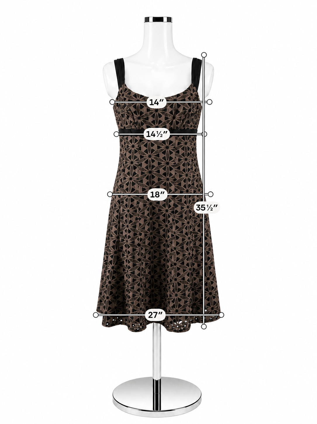 Harolds Brown &amp; Black Embroidered Dress – Women’s Size 8 - ONLINE ONLY