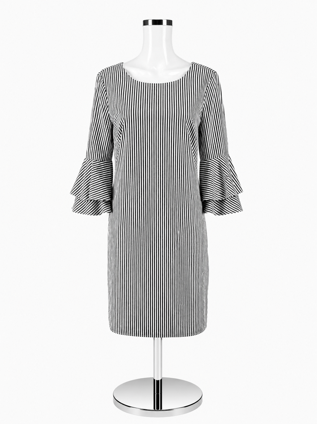 Cappagallo Gray &amp; White Striped Dress – Women’s Size 6