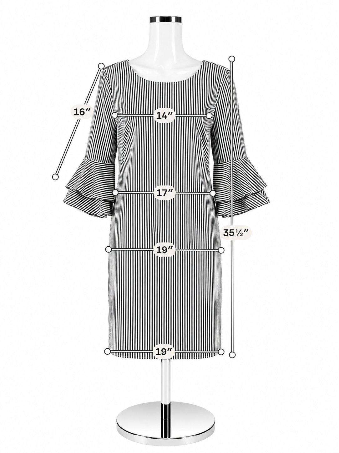 Cappagallo Gray &amp; White Striped Dress – Women’s Size 6