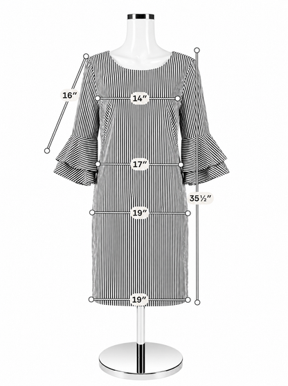 Cappagallo Gray &amp; White Striped Dress – Women’s Size 6