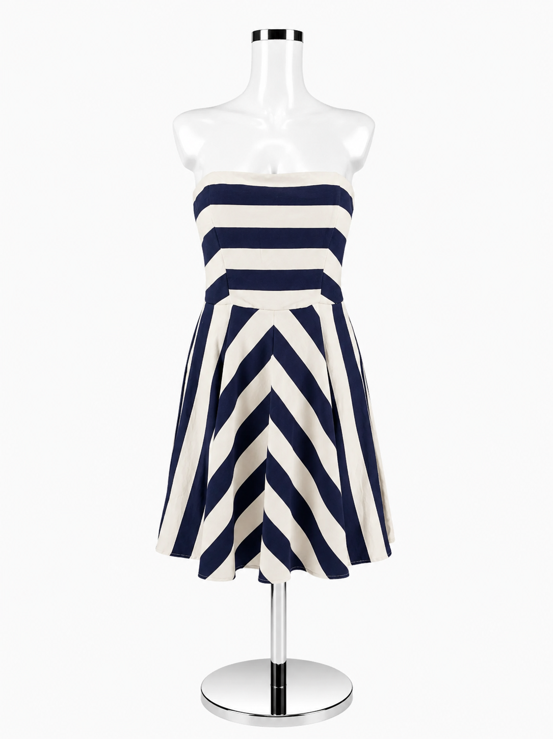 Jodi Kristopher White &amp; Navy Striped Dress – Women’s Size 7