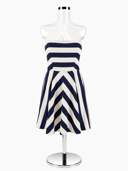 Jodi Kristopher White &amp; Navy Striped Dress – Women’s Size 7