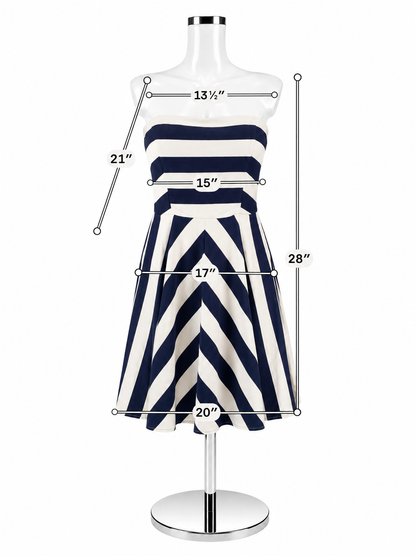 Jodi Kristopher White &amp; Navy Striped Dress – Women’s Size 7