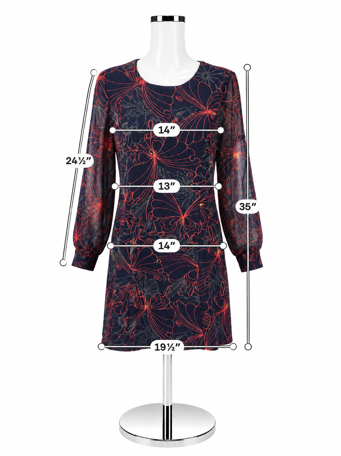 Julie Brown Navy Butterfly Print Dress – Women’s Size 4 – New With Tags - ONLINE ONLY