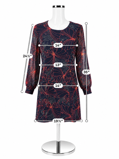 Julie Brown Navy Butterfly Print Dress – Women’s Size 4 – New With Tags - ONLINE ONLY