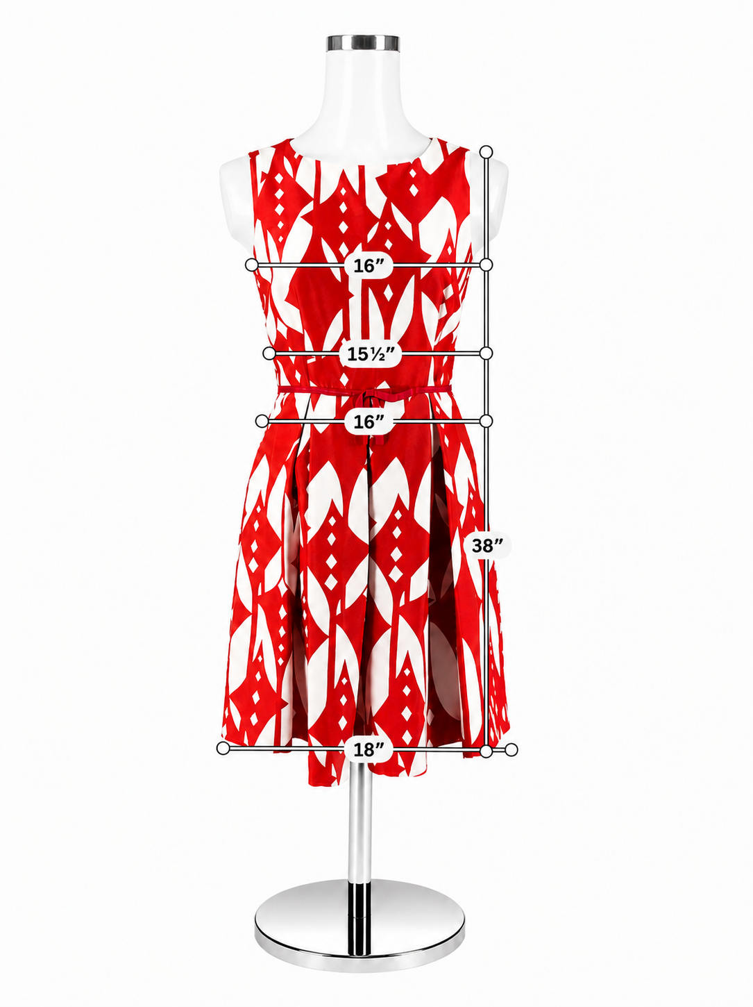Just Taylor Red &amp; White Print Dress – Women’s Size 4 - ONLINE ONLY