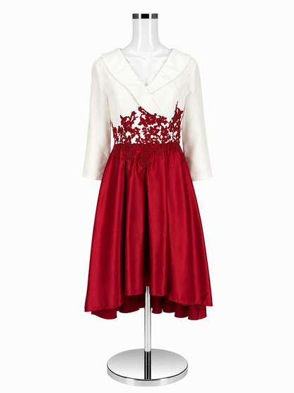 White &amp; Red Embroidered 3/4 Sleeve Dress – Women’s Size 12 - ONLINE ONLY
