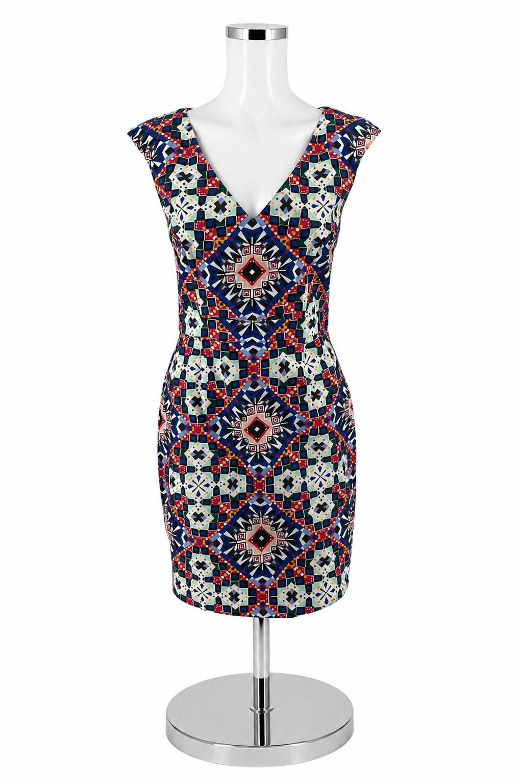 French Connection Size 6 white/pink/blue Print Pre-Owned Ladies Dress
