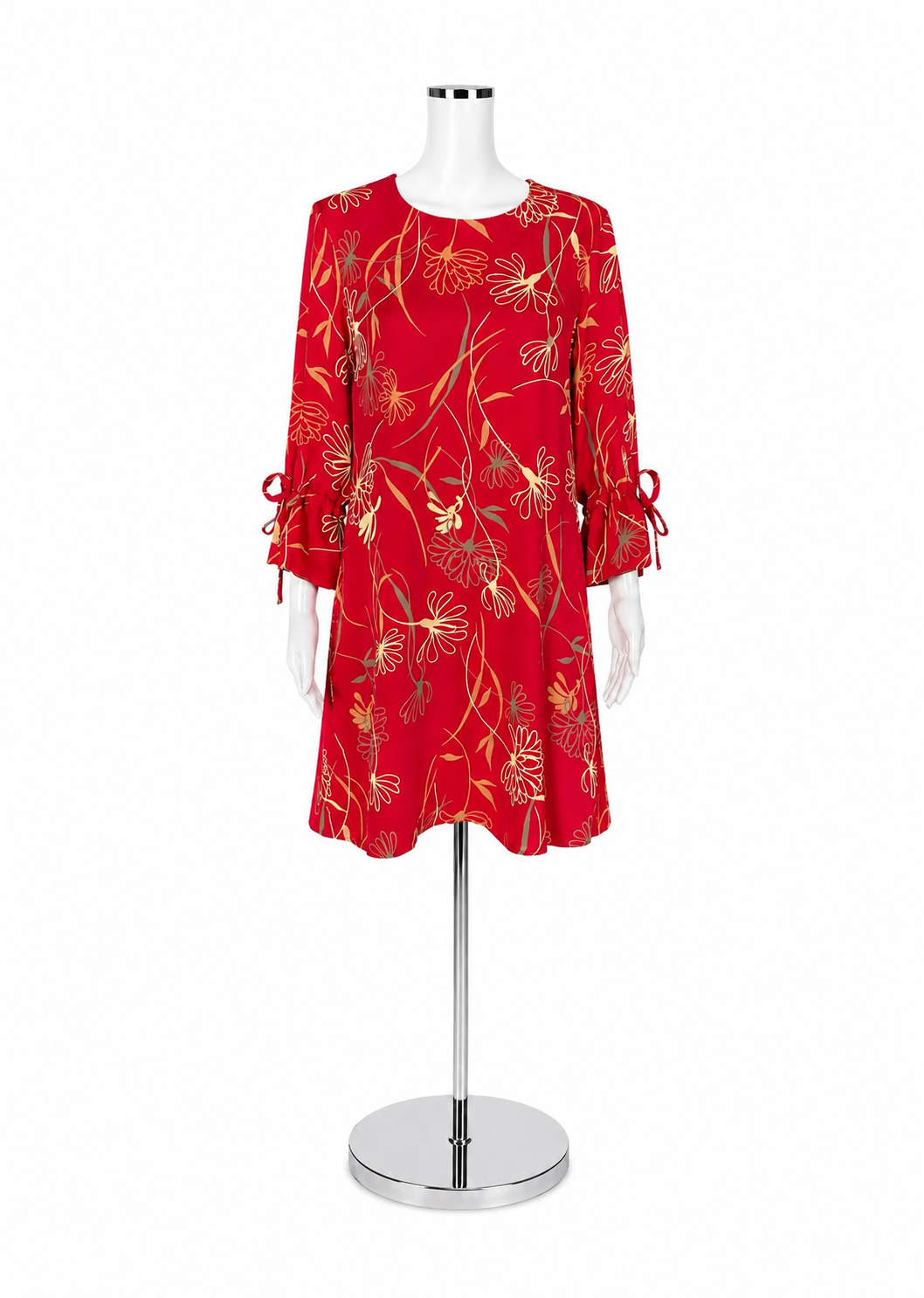 Tyler Boe Red &amp; Tan Floral Dress – Women’s Size Small - ONLINE ONLY