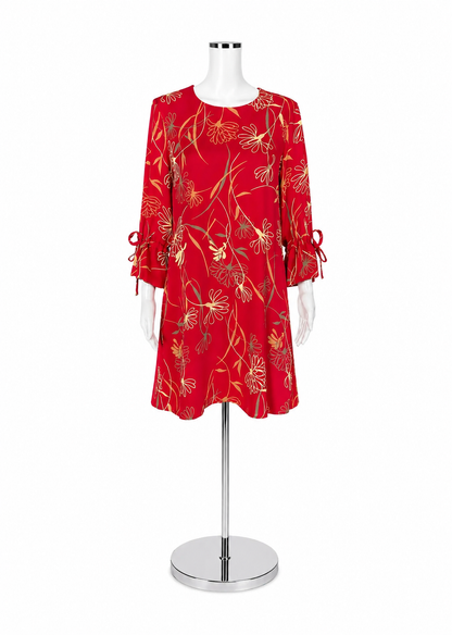 Tyler Boe Red &amp; Tan Floral Dress – Women’s Size Small - ONLINE ONLY