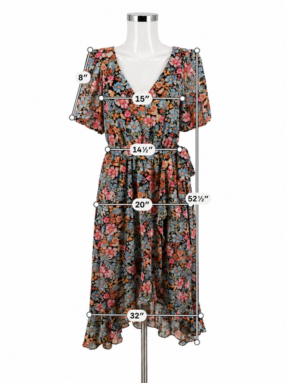INC International Concepts Floral Ruffle Wrap Midi Dress Size 4 - ONLINE ONLY