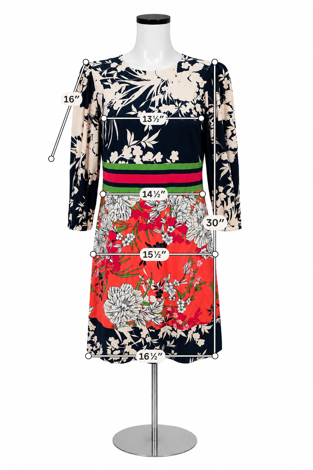 Vince Camuto Floral Colorblock Sheath Dress Navy Coral Size 4 - ONLINE ONLY
