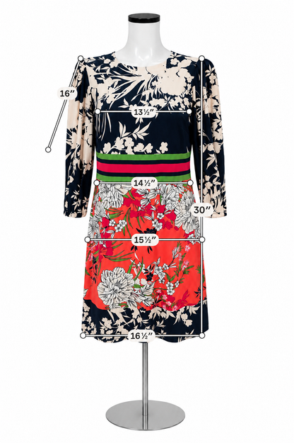 Vince Camuto Floral Colorblock Sheath Dress Navy Coral Size 4 - ONLINE ONLY