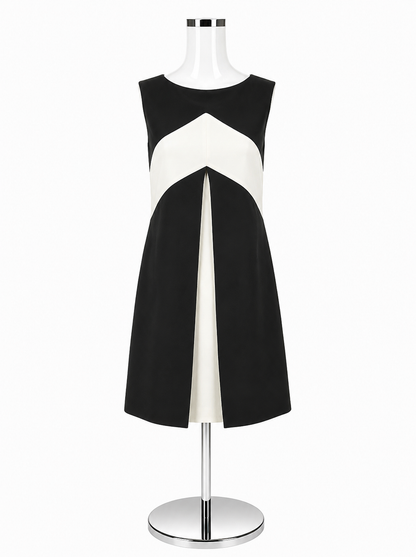 Tom and Linda Platt Black &amp; White Colorblock A-Line Dress Size 4 - ONLINE ONLY