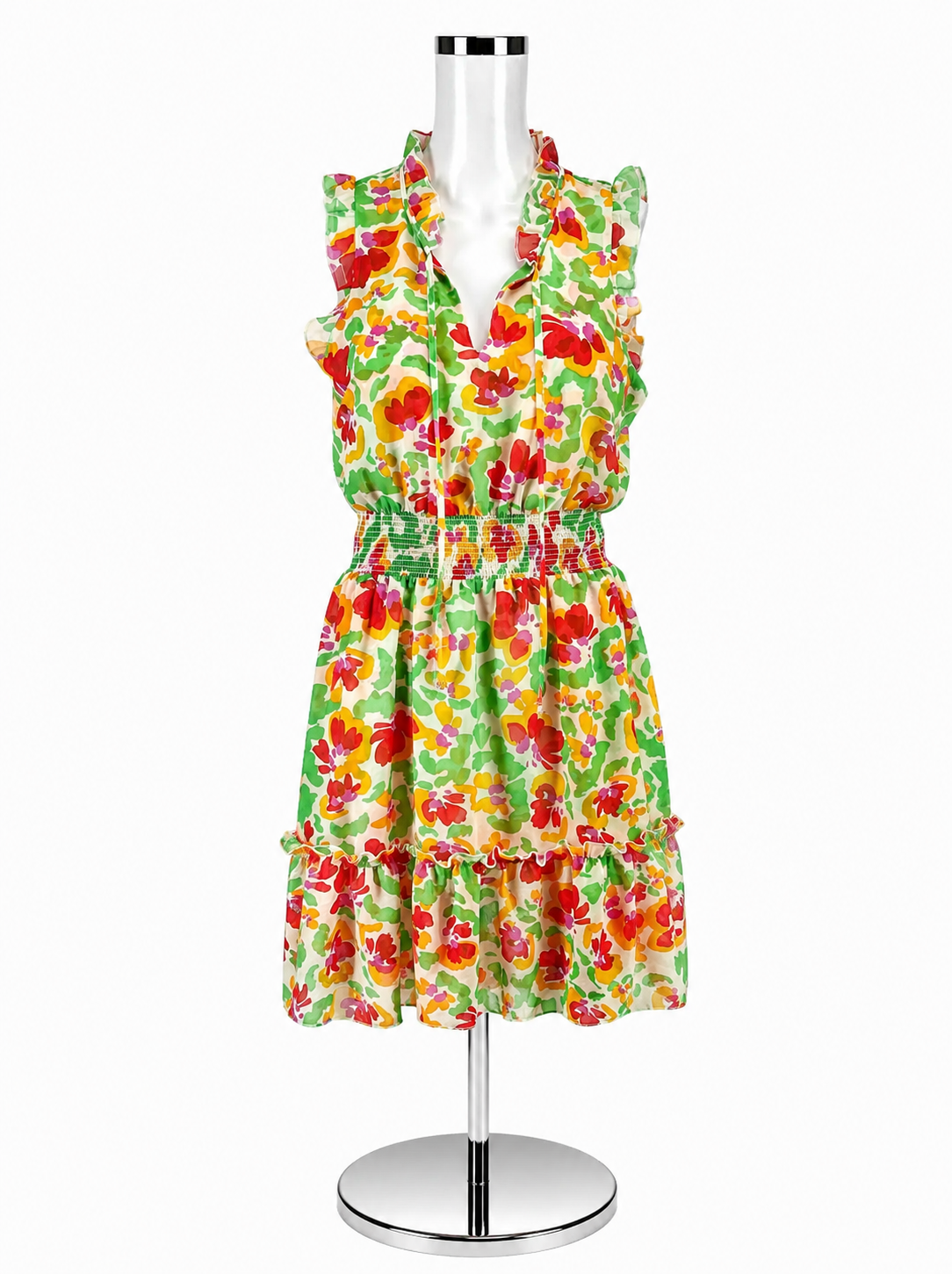 Cabi Red, Yellow &amp; Green Floral Sleeveless Dress – Women’s Size Small - ONLINE ONLY