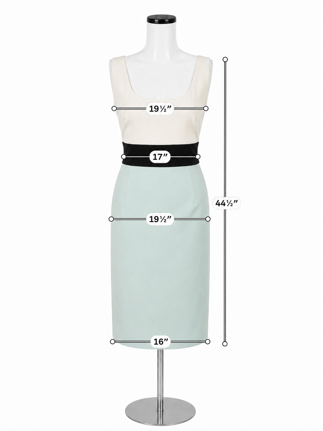Donna Morgan Colorblock Sheath Dress Ivory Black Blue Size 12 - ONLINE ONLY