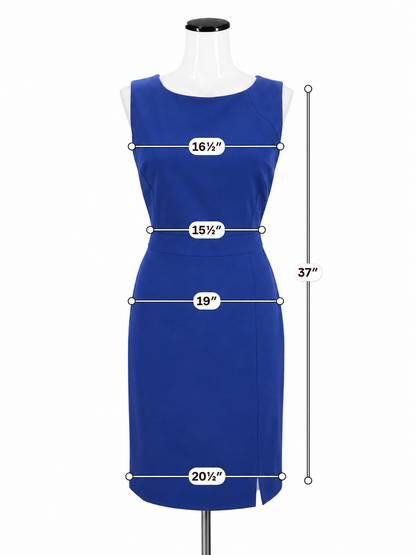 J. Crew Sheath Dress in Super 120s Wool Royal Blue Sleeveless Size 12 - ONLINE ONLY