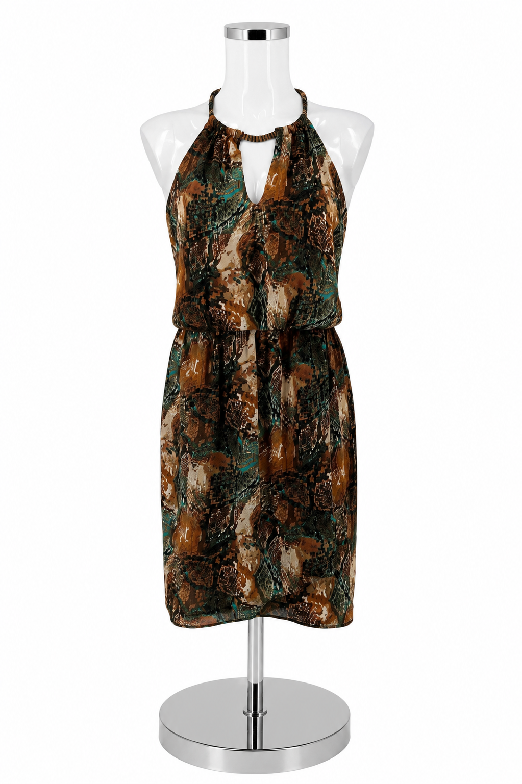 Bisou Bisou Brown/Teal Snake Pre-Owned Ladies Dress - Size 6 - ONLINE ONLY