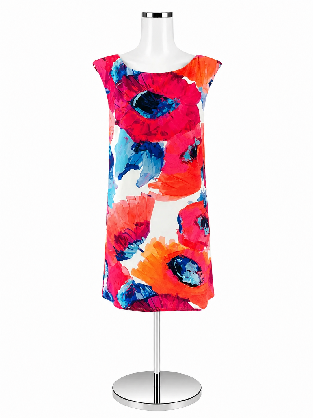 Trina Turk White, Orange &amp; Blue Floral Dress – Women’s Size 12 - ONLINE ONLY