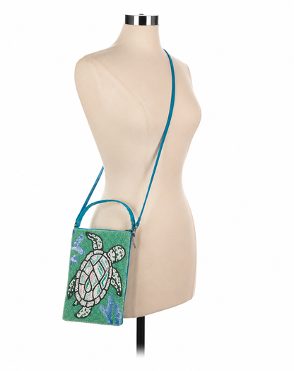 Bamboo Trading Company Beaded Sea Turtle Crossbody Bag NWT