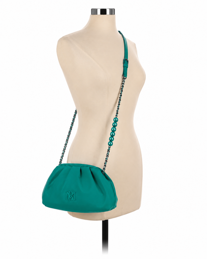 Badgley Mischka by Eva Pichl Turquoise Pleated Crossbody Bag NWT