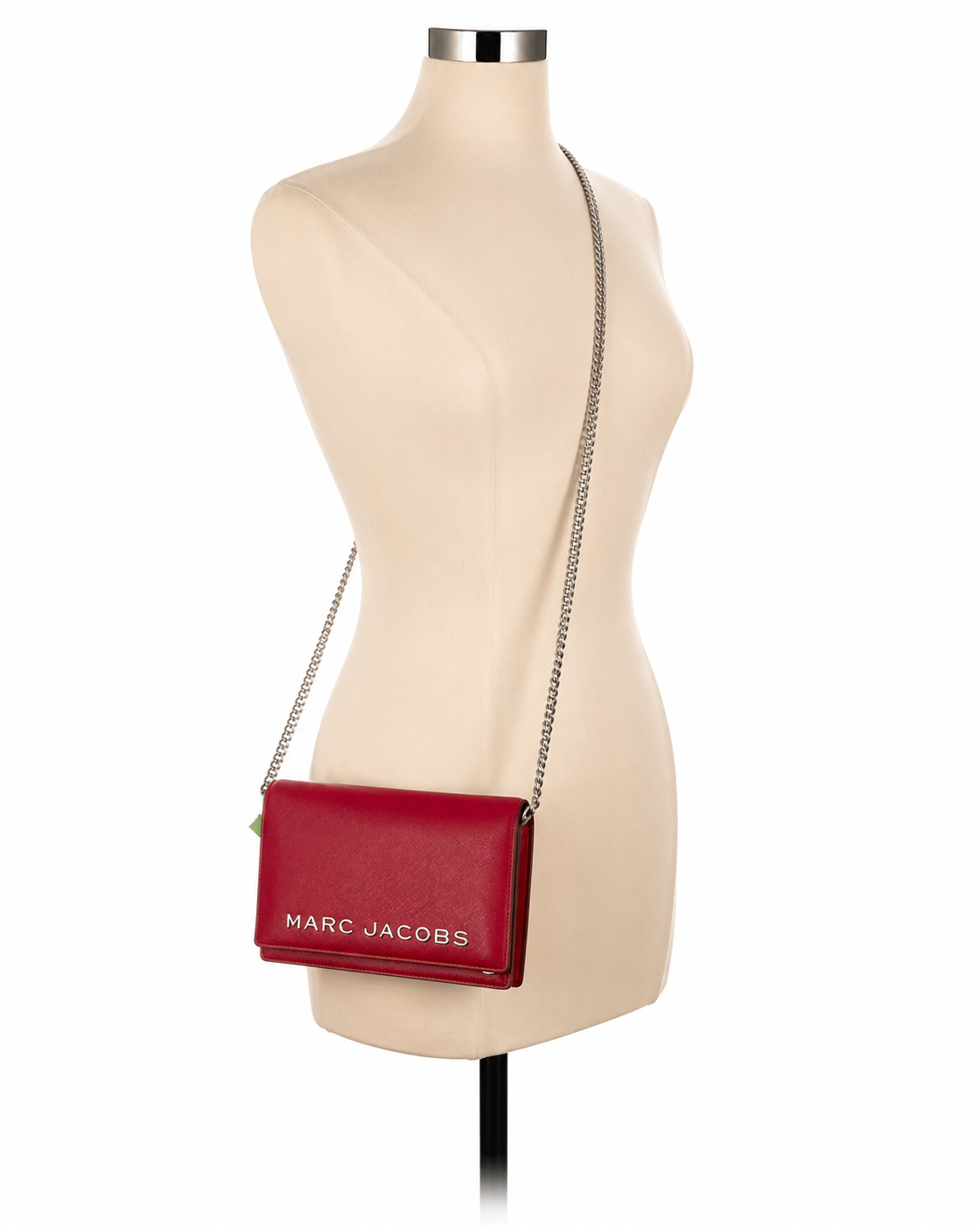 Marc Jacobs The Standard Continental Saffiano Leather Wallet on Chain Crossbody Bag Pink