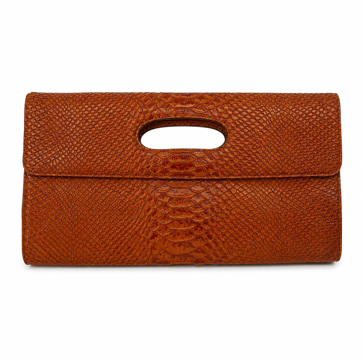 Hobo Vida Cognac Snake Embossed Leather Clutch