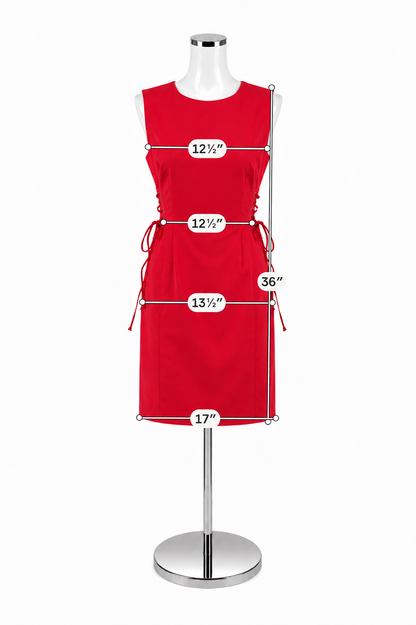 Calvin Klein Corset Lace-Up Sheath Dress Size 8 Cherry Red