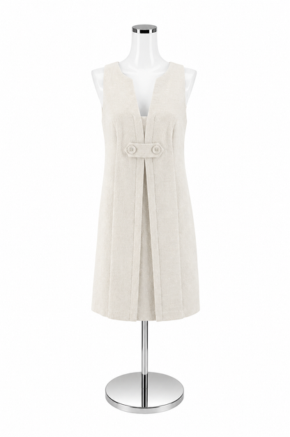 Trina Turk Aja Boucle Sleeveless Shift Dress White Size 8