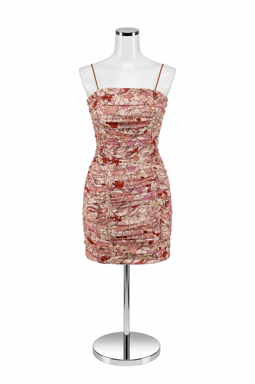 BTFL-Life Ruched Floral Metallic Bodycon Mini Dress Size XS