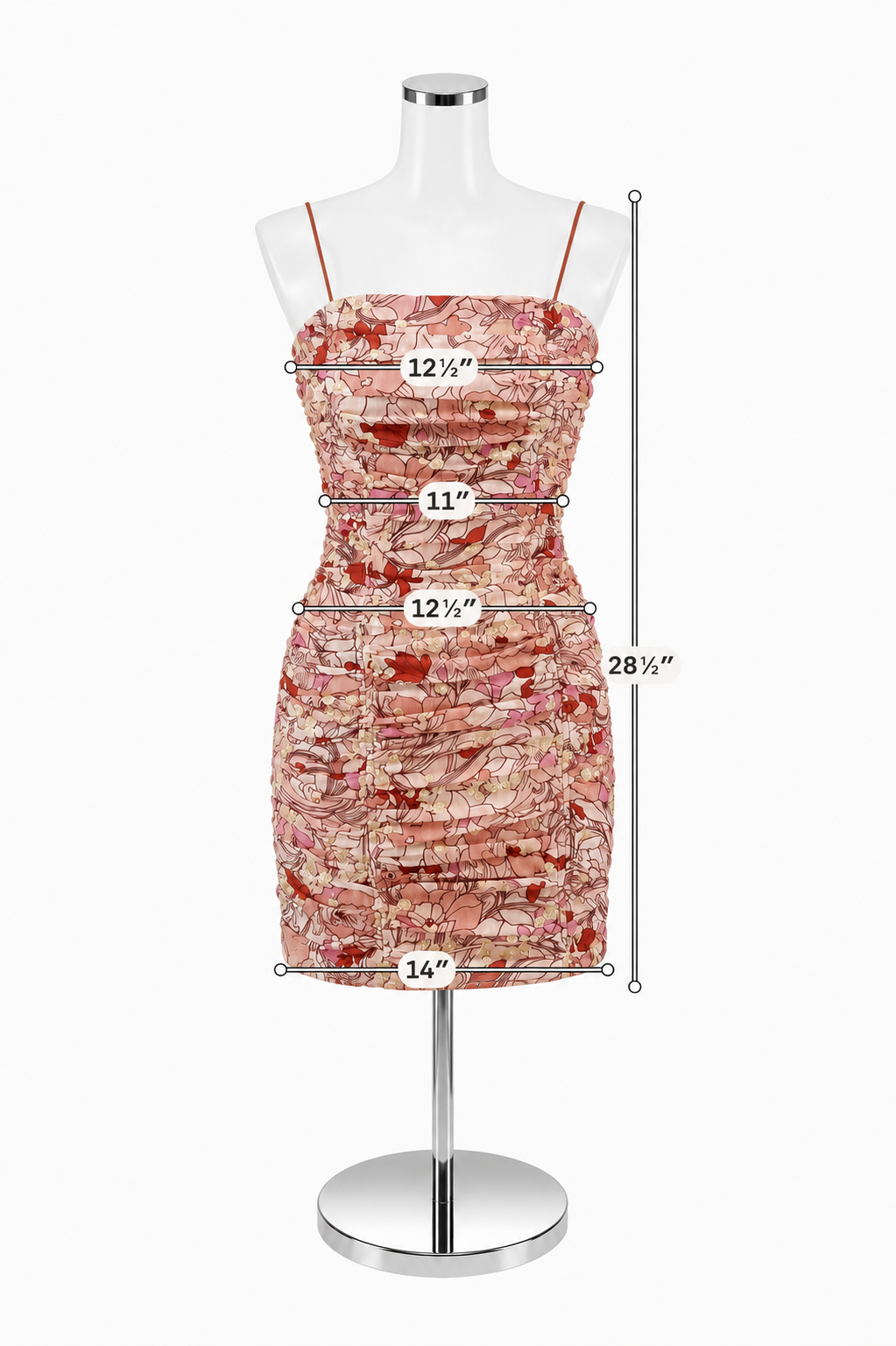 BTFL-Life Ruched Floral Metallic Bodycon Mini Dress Size XS
